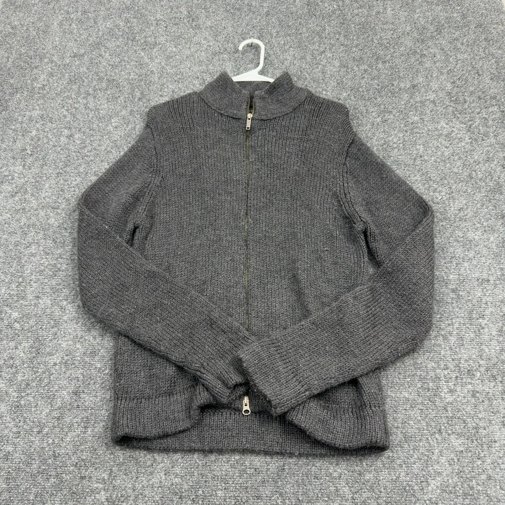 Banana Republic Sweater Mens S Gray Wool Full Zip Mock Neck Ribbed Casual Winter
